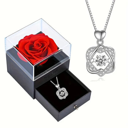 Zircon Necklace with Rose Gift Box