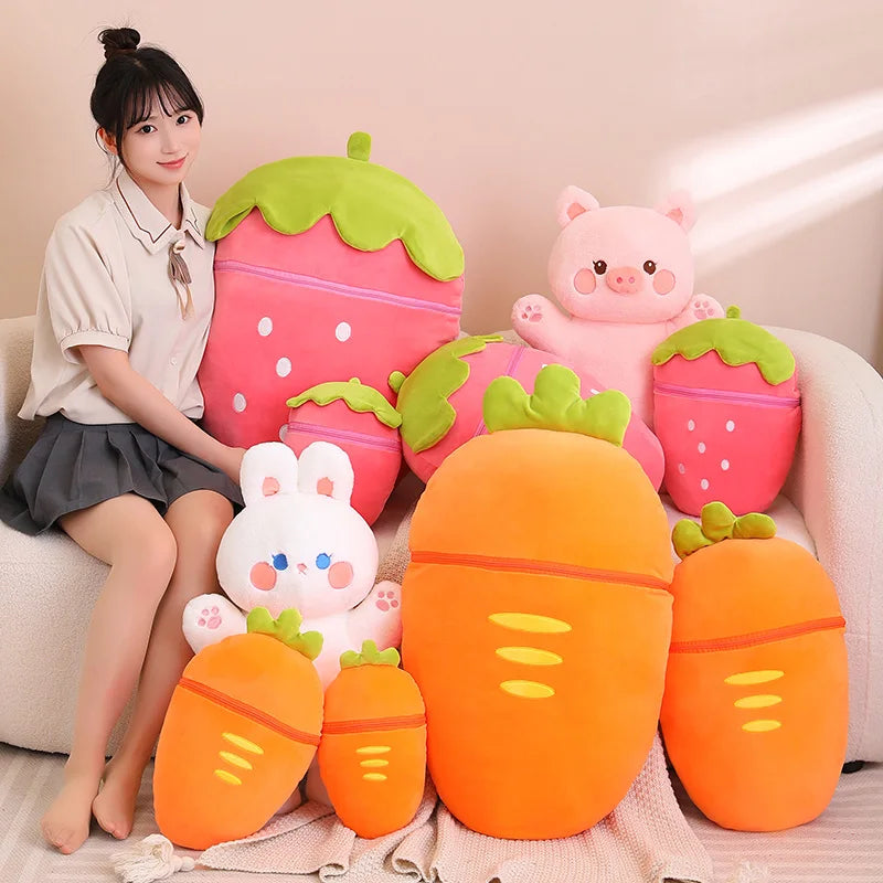 Strawberry Bunny Pillow Plush